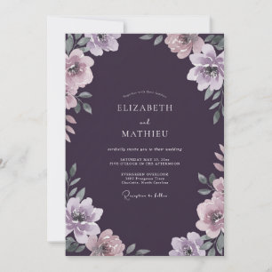 Invitation Mariage peint violet profond