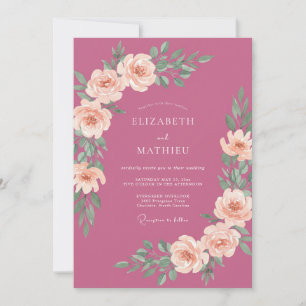 Invitation Mariage Peinture de Pivoine aux Fruits Rouges