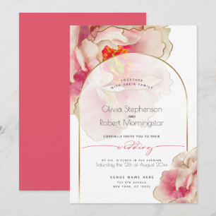 Invitation MARIAGE Peony Rose de corail exotique