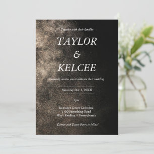 Invitation Mariage personnalisable Dusty Black & Gold