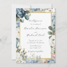 Mariage personnalisable Dusty Blue Gold Floral 