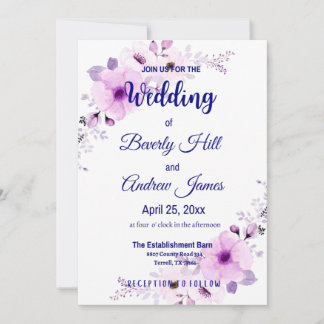 Invitation Mariage personnalisable Lavande et Marine