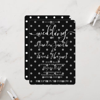 Invitation Mariage personnalisé à pois noirs et blancs