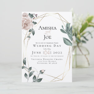Invitation MARIAGE   Personnalisé -Aquarelle Blush Dusty Rose