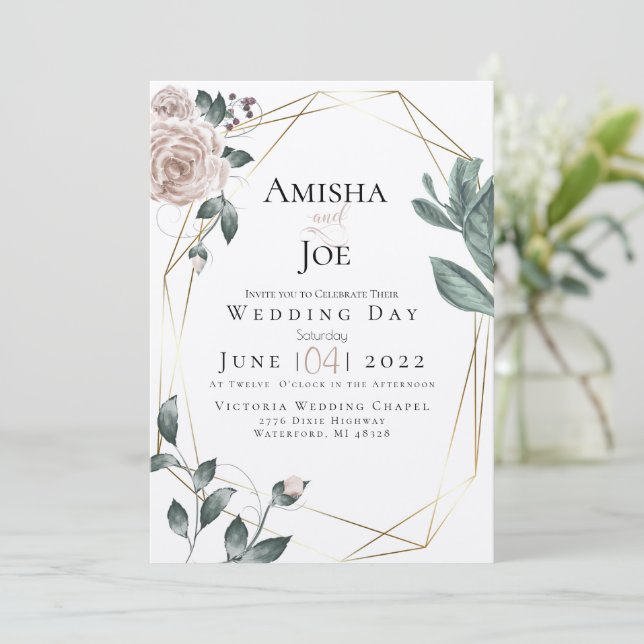 Invitation MARIAGE | Personnalisé -Aquarelle Blush Dusty Rose (Debout devant)