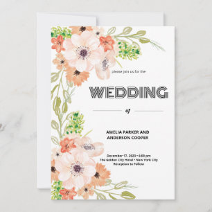 Invitation Mariage personnalisé aquarelle florale