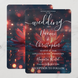 Invitation Mariage personnalisé au lotus rouge