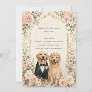 Invitation Mariage Personnalisé au Rouge à Joues Floral Golde