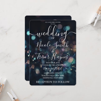 Invitation Mariage personnalisé avec étincelles de bokeh fonc