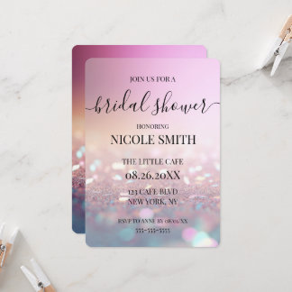 Invitation Mariage personnalisé avec paillettes roses