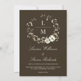 Invitation Mariage Personnalisé Chocolat foncé Brown Fleurs b