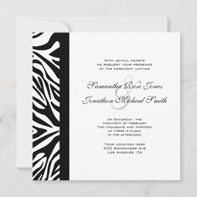Invitation Mariage personnalisé noir et blanc (Devant)