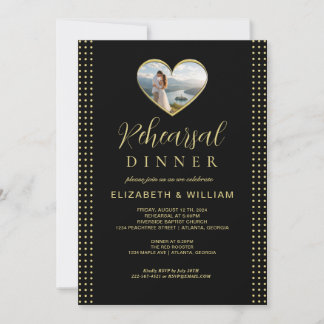 Invitation Mariage personnalisé pois dorés et noirs
