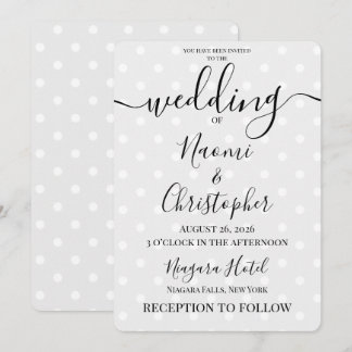 Invitation Mariage Personnalisé Rétro à pois Gris