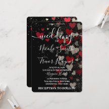 Mariage personnalisé Rétro Rouge Cœurs Tombants