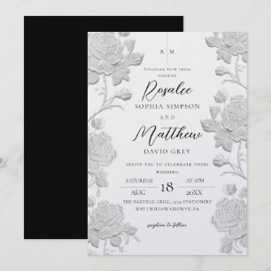Invitation Mariage personnalisé Rose moderne blanche et noire