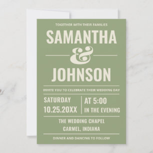 Invitation Mariage personnalisé vert sauge