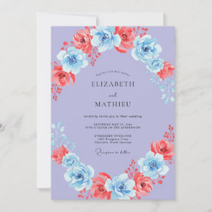 Invitation Mariage Pervenche Corail Ranunculus Sauge