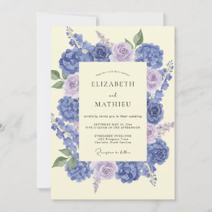 Invitation Mariage Pervenche Lilas Hydrangea Eucalyptus Attén