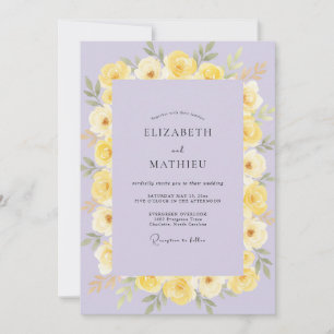 Invitation Mariage Pervenche Pétales de Citron