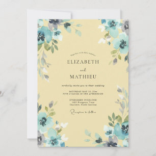 Invitation Mariage pétale aqua beurre