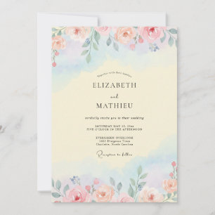 Invitation Mariage Pétale Azur Abricot
