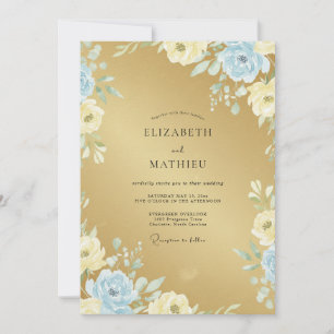 Invitation Mariage Pétale Azur Or