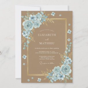 Invitation Mariage Pétale Azur Tan Forêt