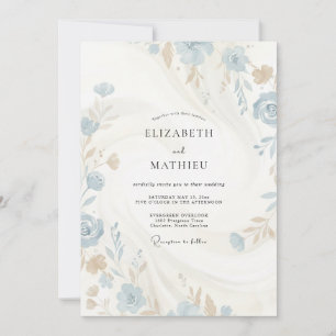 Invitation Mariage Pétale Champagne en Poudre