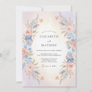 Invitation Mariage Pétale d'Abricot Pervenche