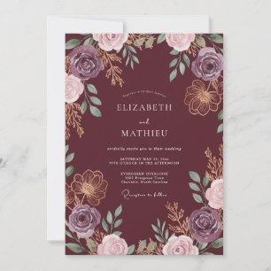 Invitation Mariage Pétale d'Améthyste Vin