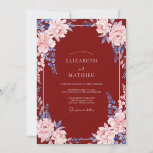 Invitation Mariage Pétale de Bleuet Vin