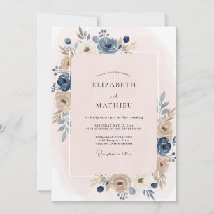 Invitation Mariage pétale de champagne en acier