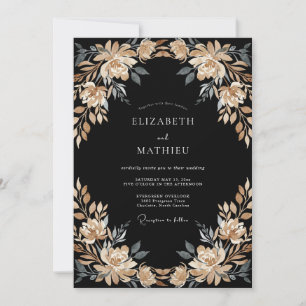 Invitation Mariage pétale de champagne noir