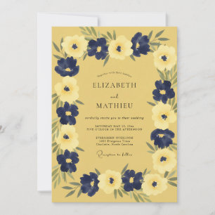 Invitation Mariage Pétale de Cobalt Moutarde