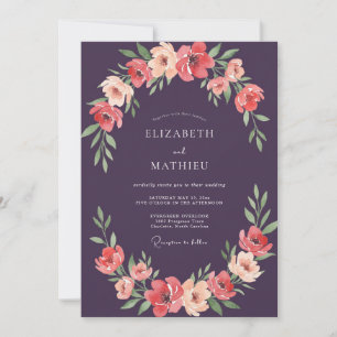 Invitation Mariage Pétale de Corail Prune