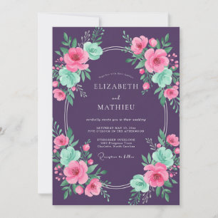 Invitation Mariage Pétale de Menthe Prune