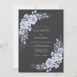 Invitation Mariage Pétale de Pervenche Acier