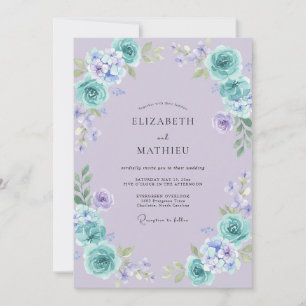 Invitation Mariage Pétale de Pérywinkle Turquoise