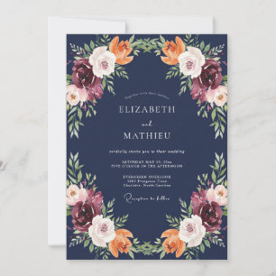 Invitation Mariage pétale de prune de minuit