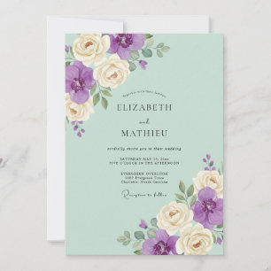 Invitation Mariage Pétale de Violette Menthe