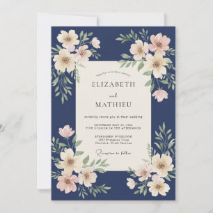 Invitation Mariage pétale d'ivoire de minuit