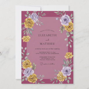 Invitation Mariage Pétale d'Or Mauve