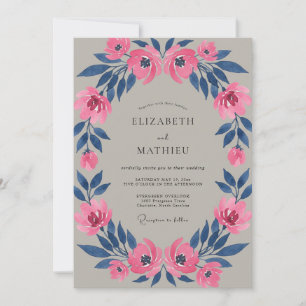 Invitation Mariage Pétale Indigo Magenta
