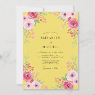 Invitation Mariage Pétale Magenta Ensoleillé