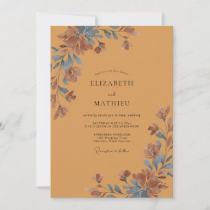 Invitation Mariage Petale Peinte en Ocre
