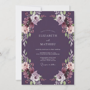 Invitation Mariage Pétale Pourpre Prune