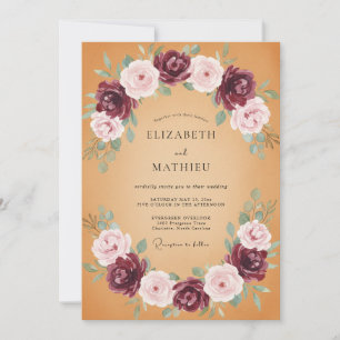 Invitation Mariage pétale rouge moutarde