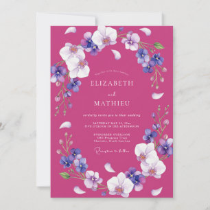Invitation Mariage Pétale Violet Magenta