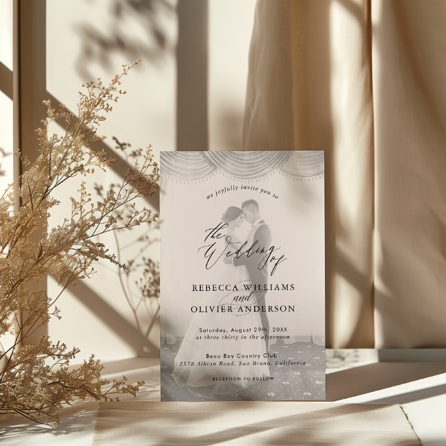 Invitation Mariage photo à incrustation noir et blanc de scri (Créateur téléchargé)